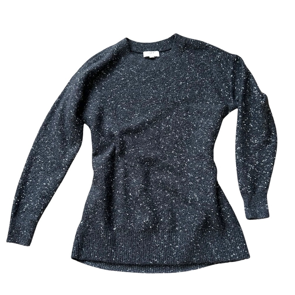 Dark gray & silver glitter chunky crewneck sweater Loft size Small Petite